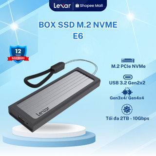 Box SSD Lexar E6 M.2 Enclosure hỗ trợ USB 3.2 Gen 2 M.2, Tốc độ cao 10Gbps, Bảo hành 12 tháng