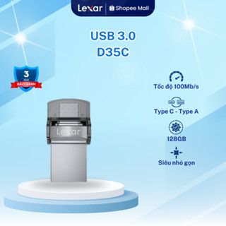 USB Lexar JumpDrive Dual Drive D35C 64GB/ 128GB, Type-C/Type-A (USB 3.0), Tốc độ đọc 100Mb/s, Vỏ kim loại, thiết kế nhỏ