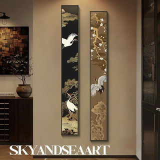  Tranh chim hạc trang trí phòng trà đạo tranh in trên vải canvas tranh phong cách indochine tranh phòng khách Printek 