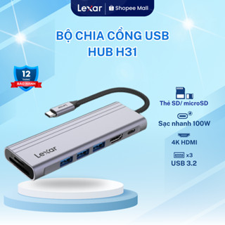 Bộ chia cổng USB 7 in 1 Lexar Hub H31, 3 cổng USB 3.2, 1 cổng HDMI 2.0, 1 cổng sạc nhanh 100W, khe thẻ nhớ Micro SD/ SD