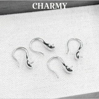  Bông tai bạc móc câu BVB650 Bạc 925 -  Giá 1 chiếc  Phôi bông tai dùng để gắn hột đá cao cấp - Charmy 