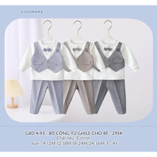  GOODMAMA - Bộ quần áo công tử cho bé từ 6 tháng đến 4 tuổi 