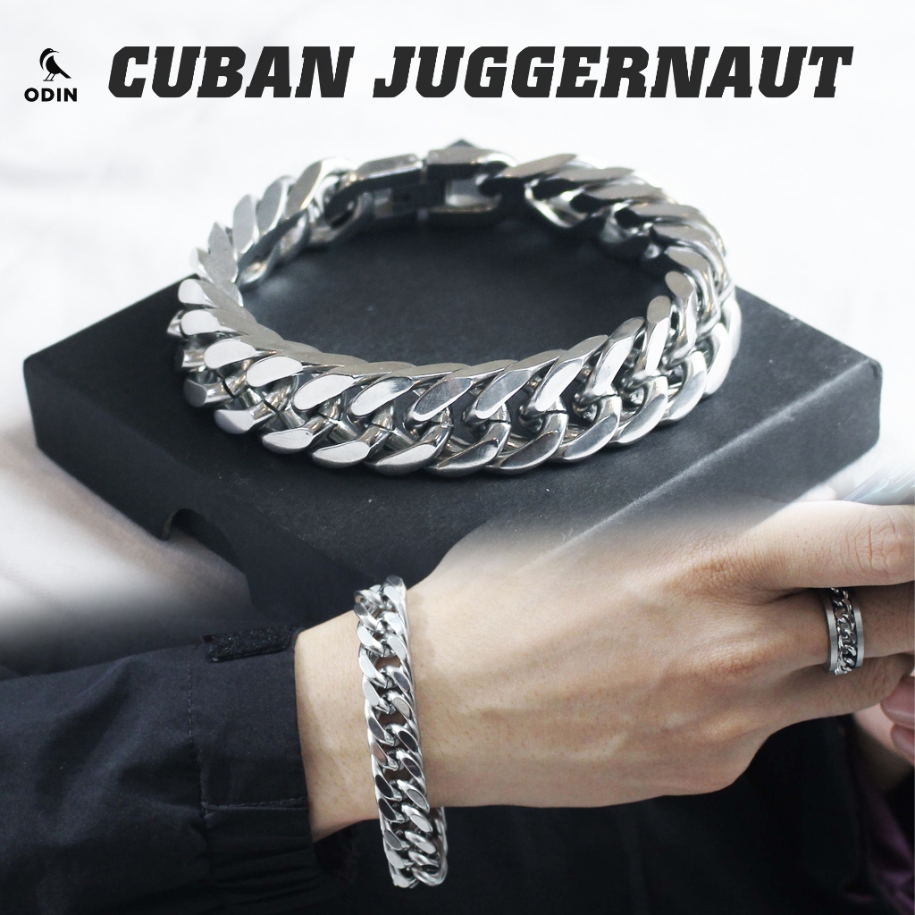 Vòng tay Chain Titan bản lớn size đại - Cuban Juggernaut - 13mm -Tặng Nhẫn Chain Titan