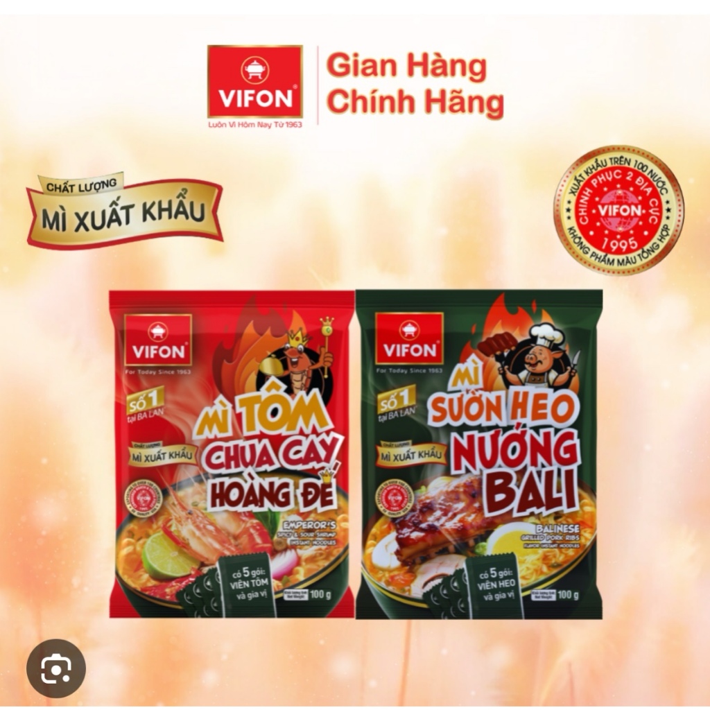 Thùng 18 Gói Mì Sườn Heo Nướng Bali Vifon Gói 100G