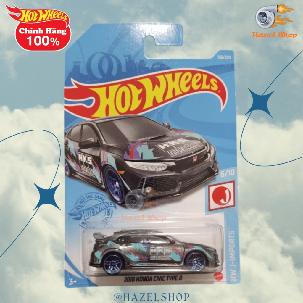 Hazel Shop - Xe mô hình Hot Wheels 2018 Honda Civic Type R (Tem Đua HKS)