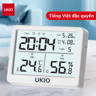 Nhiệt kế đo nhiệt độ, độ ẩm phòng UKIO đèn nền cảm biến thông minh, báo thức, đo trạng thái cho bé
