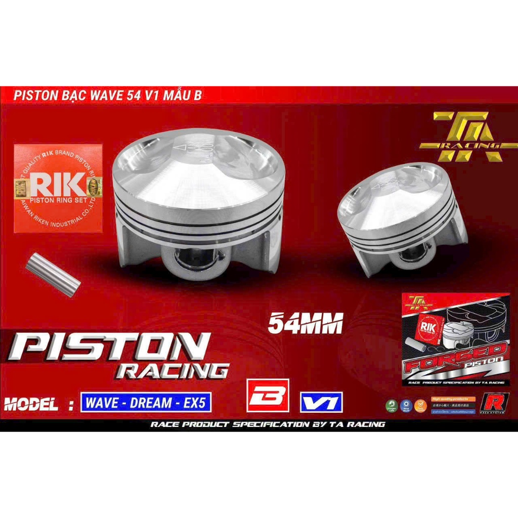 Trái nén TA / PISTON 54 - EX5 Dream WAVE Sirius50 WAVE50 SIRIUS110 JUPITER110 ( Full piston bạc rik 