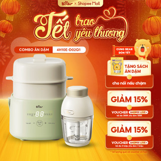 Combo Nồi Nấu Chậm Bear 1L 4H10E Nấu Cháo Và Máy Xay 0,6L D02Q1 Xay Nhuyễn Rau Củ Thịt Cá Đồ Ăn Dặm Cho Bé