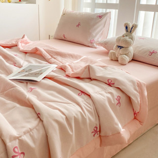 Set chăn ga 5 món cotton đũi hàn thô hoạ tiết hoa nhí vitage