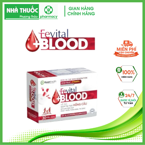 Viên uống Fevital Blood - Hộp 30v giúp bổ sung sắt cho cơ thể, tái tạo hồng cầu, bổ sung DHA và phát