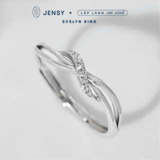 Nhẫn Bạc Nữ S925 JENSY Xoắn Chéo Đính Đá "Evelyn" NLARJ9810. Nhẫn Bạc Nữ Sang Trọng