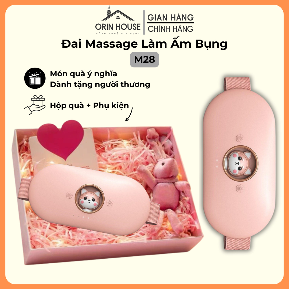 Đai Massage Bụng M28 - Có Hộp Quà Tặng, Máy Massage Đau Bụng Kinh, 5 Chế Độ Làm Ấm, Giảm Đau Hiệu Quả