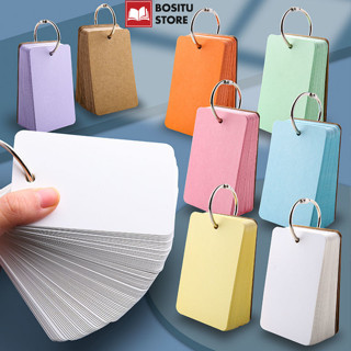  Bộ Thẻ Flashcard Học Từ Vựng 100 Tờ Kèm Khoen Sổ Tay Mini Ghi Chú Đa Năng - Giấy Ghi Nhớ Nhiều Màu - BOSITU 
