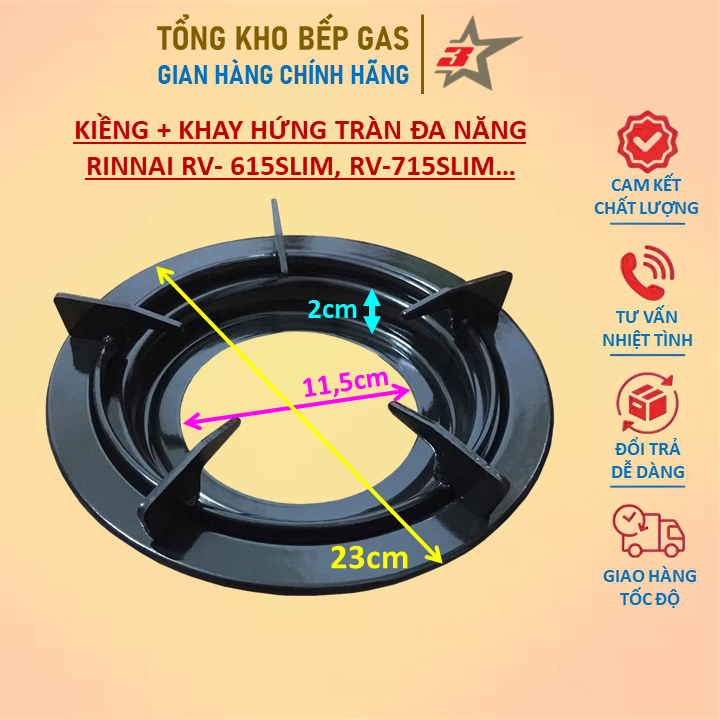 Khay Hứng / Kiềng Bếp Ga Rinnai RV-615Slim, RV-715Slim, RV-6Slim, RV-7Slim, Bếp Khay Rời