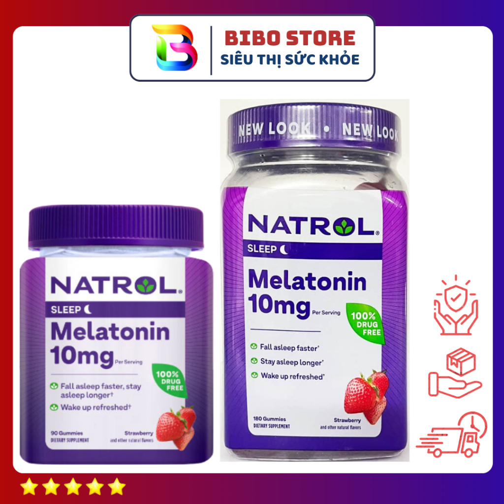 Kẹo ngủ Natrol Melatonin Gummies kẹo dẻo hỗ trợ giấc ngủ ngon 10mg