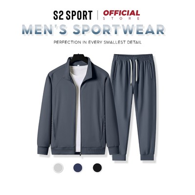 Bộ quần áo nỉ nam kéo khoá S2 SPORT cổ trụ khoá zip chắc chắn, chất nỉ cotton USA mềm mịn - BN08