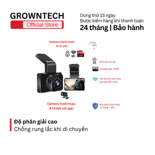 Camera hành trình ô tô  K10 Pro wifi chất lượng 2K, cảnh báo tốc độ, kết nối điện thoại, camera