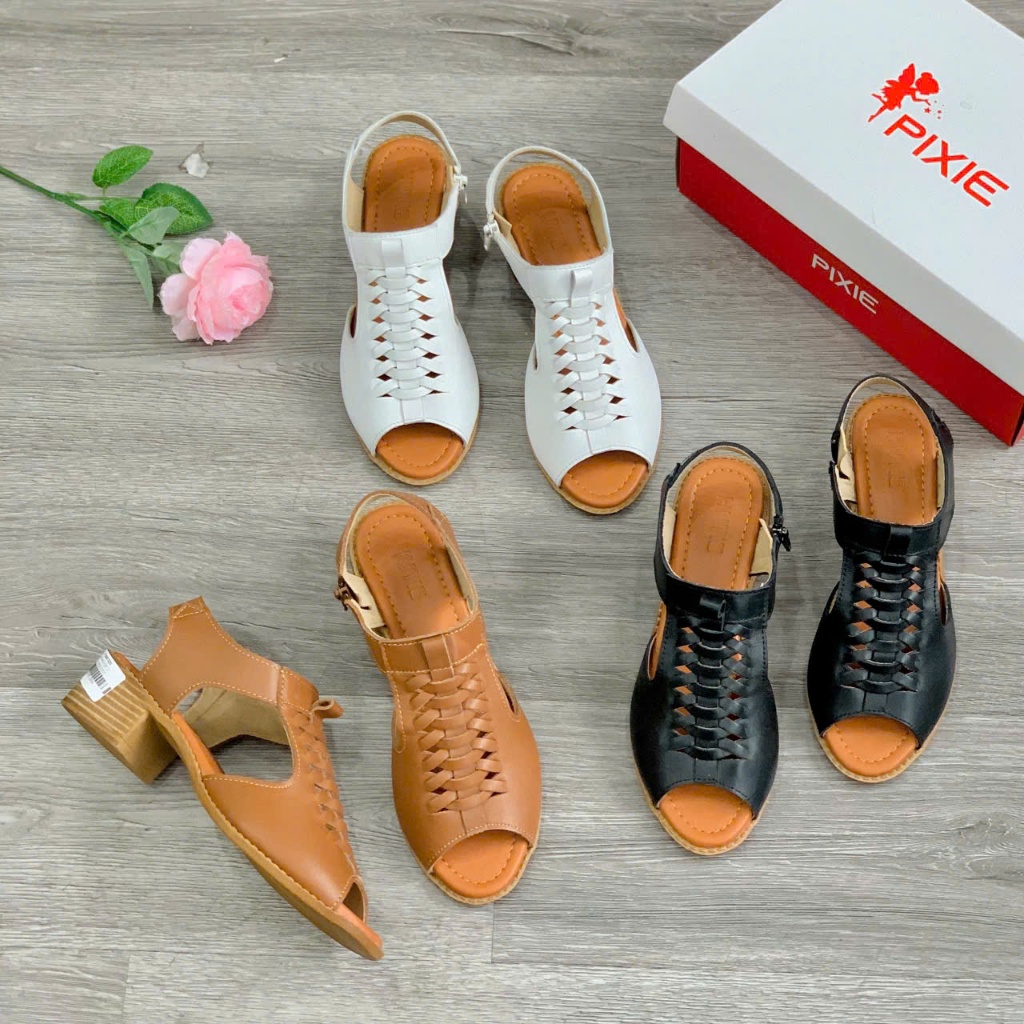 Giày Sandal Đế Trâus 3cm Dáng Rọ C186 Chất Liệu Da Bò Thật Hutie