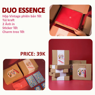 [CHỈ BÁN KÈM] Set Hộp - Thiệp - Túi giấy gói quà tặng Tết thiết kế theo yêu cầu Duo Essence