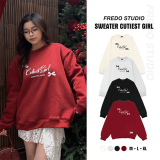  Áo Sweater Nữ Dài Tay Cute Áo Nỉ Bông Nam Nữ Phong Cách Basic Giáng Sinh - FSW106 