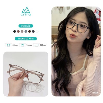 Kính mắt thời trang nam nữ ANNA dáng vuông chất liệu nhựa basic chắc chắn OL 27008