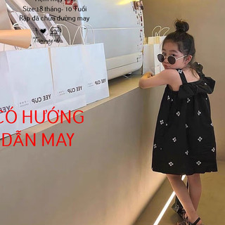 RG304_Rập giấy may đầm vai lệch bé gái