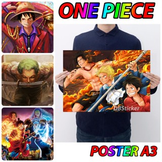 Poster dán tường, hình Anime One Piece dán trang trí Luffy Zoro Nami