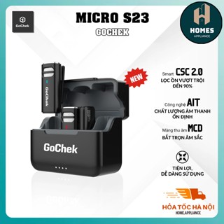 Micro Thu Âm Không Dây GoChek S23 Kèm Dock Sạc Lọc Tạp Âm | Micro Không Dây Gochek S23 Mic Đôi Có Hộp Sạc