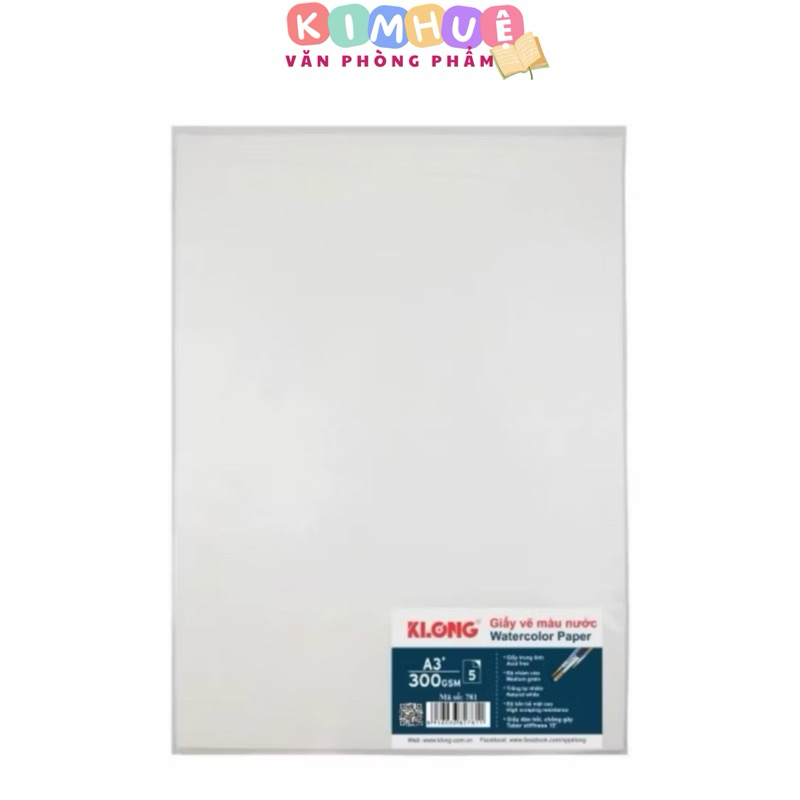 Giấy vẽ màu nước cao cấp KLONG A3+ 05 tờ 300GSM; MS: 781 - Klong