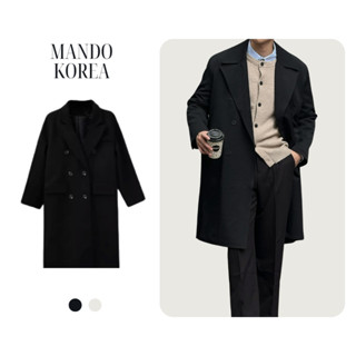 Áo Khoác Dạ Măng Tô Đen Nam MANDO Dáng Dài 6 Cúc Kiểu Vest Form Rộng Kiểu Dáng Basic Unisex Thời Trang Hàn Quốc COA001