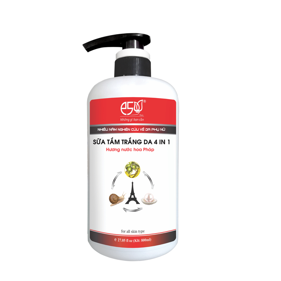Sữa Tắm Trắng Da 4in1 E5 (800ml) đỏ