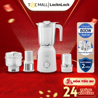 Máy xay sinh tố Locknlock 1.5L - 800W- nghiền nhuyễn đá, có lọc bã hạt và cối xay thịt EJM416WHT Multi Blender - T2CMALL