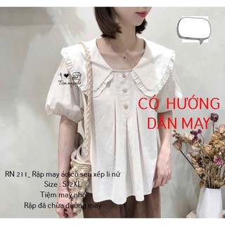 RN211_Rập giấy may áo cổ sen xếp li nữ