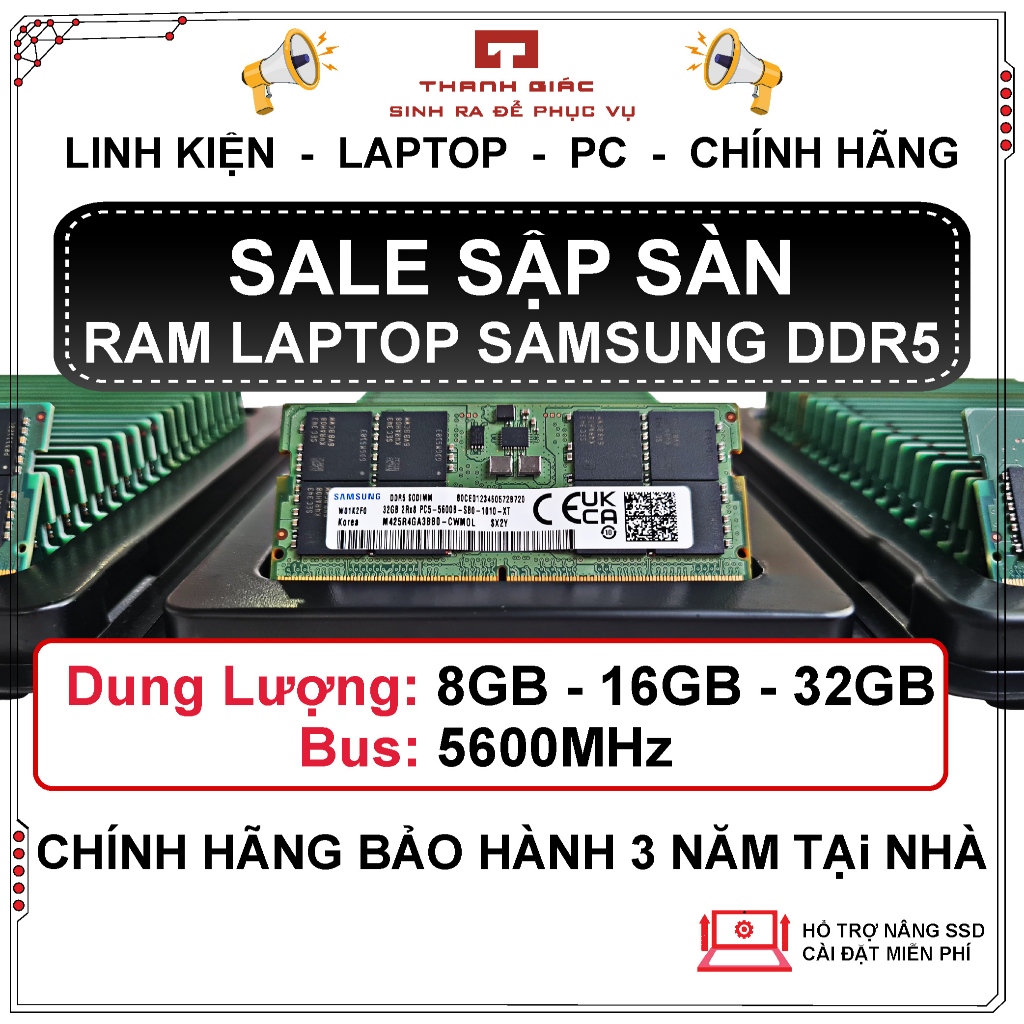 RAM Laptop Samsung DDR5 Bus 5600 8GB/16GB/32GB - Bảo Hành 3 Năm