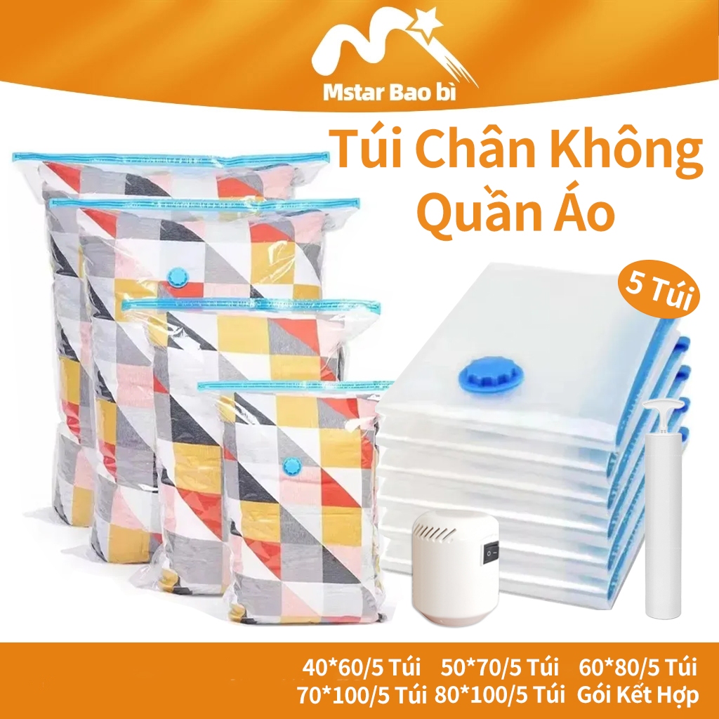 5 Túi hút chân không quần áo, túi nén chân không cho chăn gối, quần áo túi đựng đồ