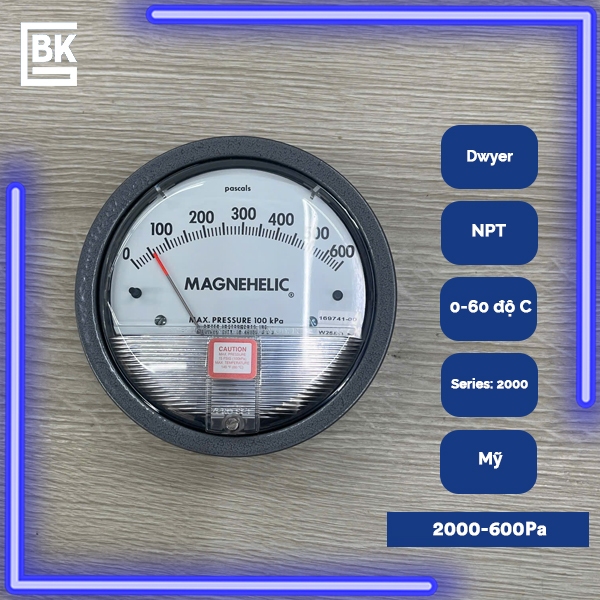Bộ đo áp suất, Dwyer, 2000-600Pa
