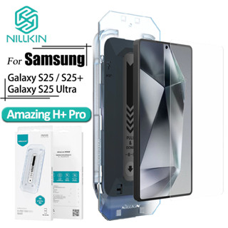 Kính Cường Lực Không Viền Nillkin H+ Pro Vân Tay Siêu Âm Cảm Ứng Nhạy Kèm Khung Trợ Dán Samsung S25 Ultra / S24 Plus