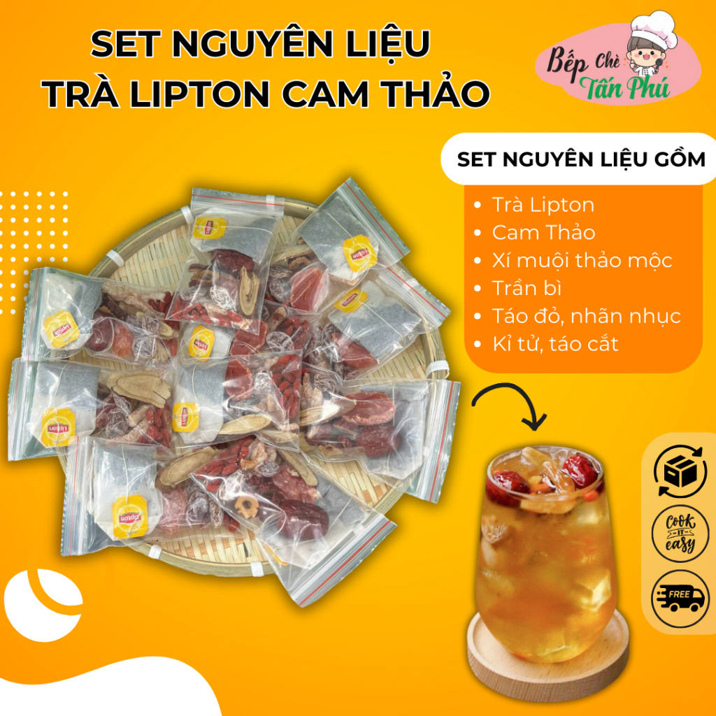 SÉT TRÀ LIPTON CAM THẢO - Bếp Chè Tấn Phú