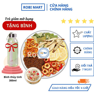 Trà giảm mỡ bụng thảo mộc robimart - Trà túi lọc giảm cân - Giảm mỡ bụng, tan mỡ - Tặng bình thủy tinh 300ml