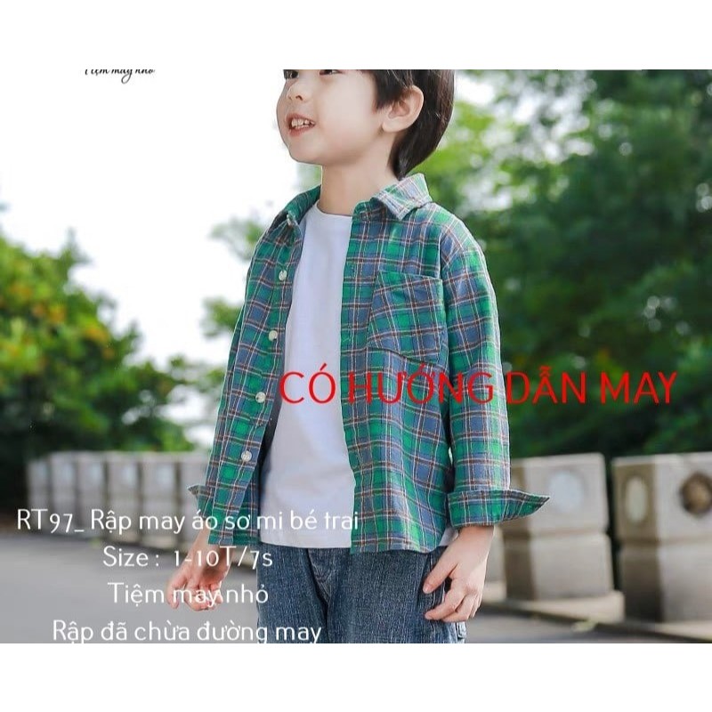 RT97_Rập giấy may áo sơ mi dài tay bé trai