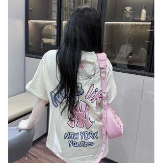 [Vải Xịn] Áo Thun MLB NY Xanh Hồng Nam Nữ ROMANCE STUDIO Form Rộng Chất Vải Cotton Co Giãn Full Tag Mác