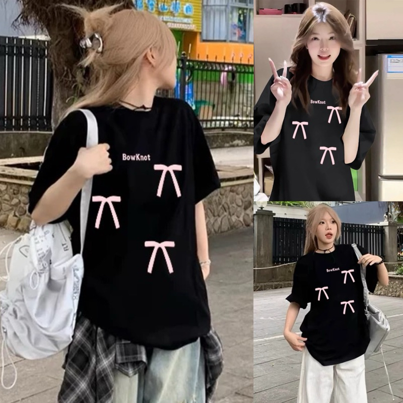 Áo thun nữ , áo phông nữ form rộng chất cotton in hình nơ xanh | BigBuy360 - bigbuy360.vn