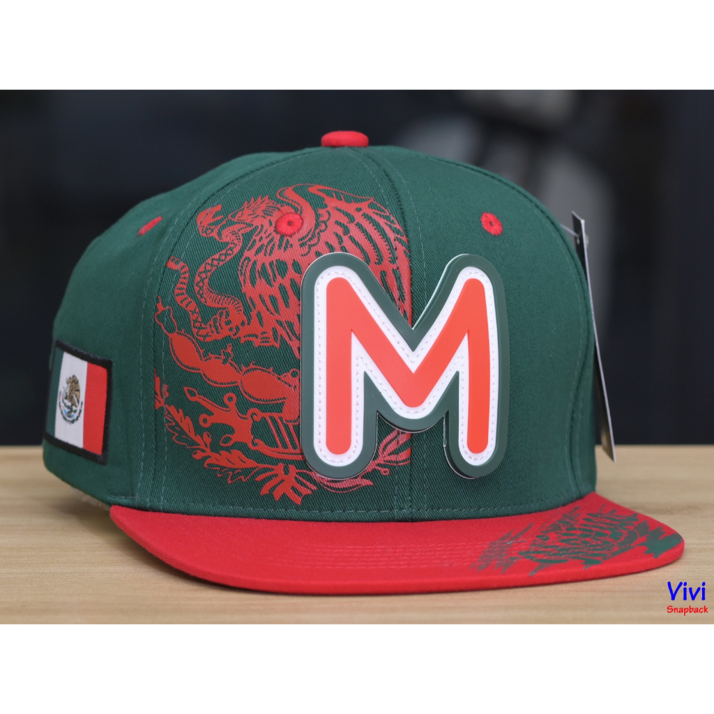 Nón snapback thời trang chữ M,mũ snapback Mexico Flag Green 2Tone,nón thể thao 2 màu xanh đỏ {Hình t