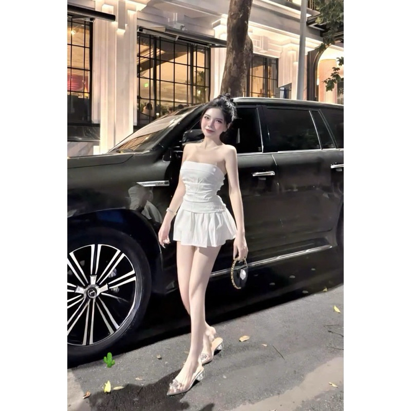 SET ÁO CÚP XẾP LI LƯNG BO CHUN PHỐI CHÂN VÁY NGẮN 111 | BigBuy360 - bigbuy360.vn