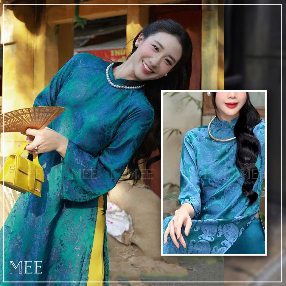 Áo Dài Gấm Thọ Dơi dáng suông, áo dài cách tân tết, áo dài hotrend 2025