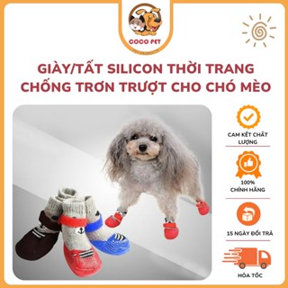 Giày/Tất Silicon Thời Trang Chống Trơn Trượt Cho Chó Mèo Thú Cưng, Tất Chân Chó Mèo, Giày Chống Thấm Nước ( Sét 4 cái)
