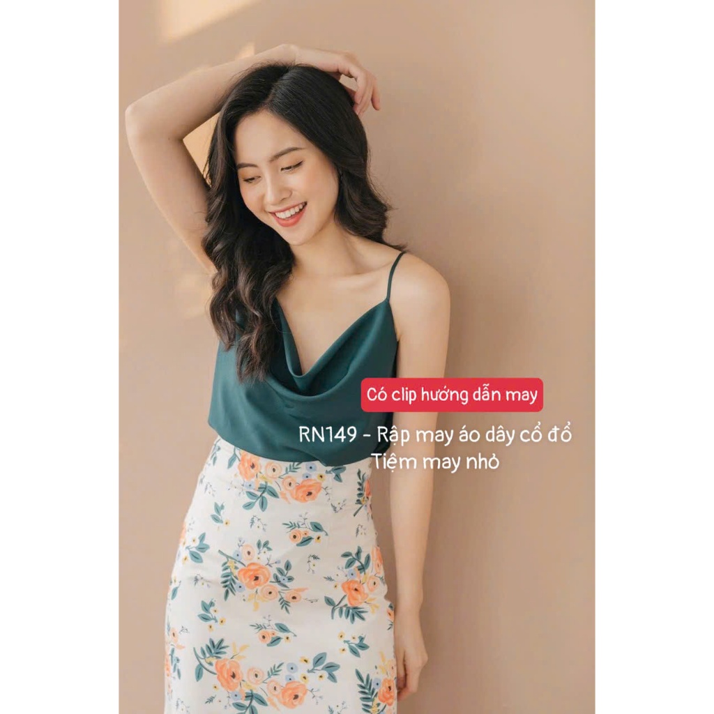 RN149_Rập giấy may áo 2 dây cổ đổ