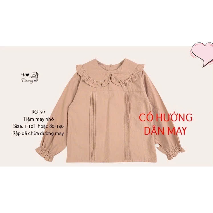 RG197_Rập giấy may áo cổ sen xếp li