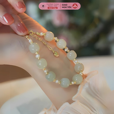 Vòng Tay Ngọc Trai Nhí 3ly Mix Đá Thạch Anh Xanh Thời Trang, Thanh Lịch, Tinh Tế - Ngọc Trai Trường Thịnh