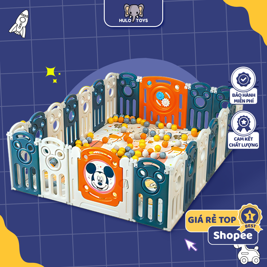 Quây Cũi An Toàn Cho Bé Mẫu Mới 2025  Hulo Toys, Tặng Bóng Thảm, Gấp Gọn, Bảo Hành Trọn Đời